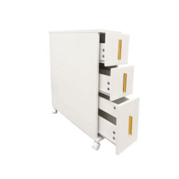 Hygrad Built to Survive Slim Bathroom Floor Cabinet, Narrow Floor Storage Unit With 3 Drawers With Built-In Wheels - thumbnail 3