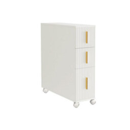 Hygrad Built to Survive Slim Bathroom Floor Cabinet, Narrow Floor Storage Unit With 3 Drawers With Built-In Wheels - thumbnail 2