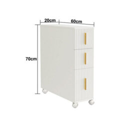 Hygrad Built to Survive Slim Bathroom Floor Cabinet, Narrow Floor Storage Unit With 3 Drawers With Built-In Wheels - thumbnail 4