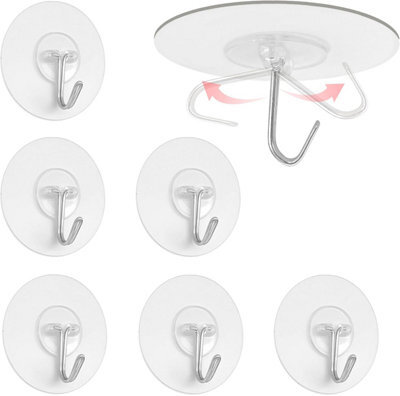 6 Pack Adhesive Wall Hooks, Adhesive Hooks, Waterproof For Kitchen And Bathroom, Door - image 1