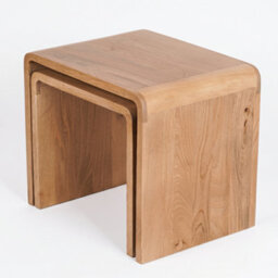 Elm Home And Garden Chiswick Solid Acacia Wood Nest Of Tables Natural 46Cm H X 53Cm W X 40Cm D - thumbnail 4
