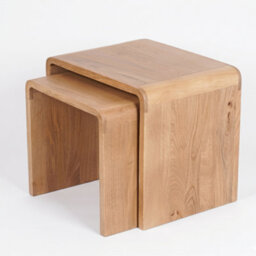 Elm Home And Garden Chiswick Solid Acacia Wood Nest Of Tables Natural 46Cm H X 53Cm W X 40Cm D - thumbnail 5