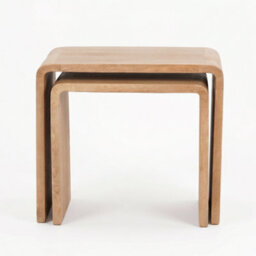 Elm Home And Garden Chiswick Solid Acacia Wood Nest Of Tables Natural 46Cm H X 53Cm W X 40Cm D - thumbnail 3