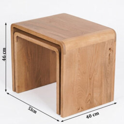 Elm Home And Garden Chiswick Solid Acacia Wood Nest Of Tables Natural 46Cm H X 53Cm W X 40Cm D - thumbnail 8