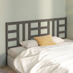 Berkfield Bed Headboard Grey 206X4X100 Cm Solid Wood Pine - thumbnail 3