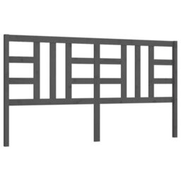 Berkfield Bed Headboard Grey 206X4X100 Cm Solid Wood Pine - thumbnail 2