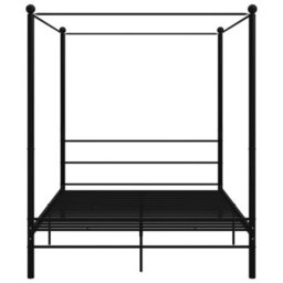 Berkfield Canopy Bed Frame Black Metal 160X200 Cm - thumbnail 4