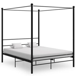 Berkfield Canopy Bed Frame Black Metal 160X200 Cm - thumbnail 1