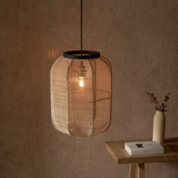 Luminosa Lighting Luminosa Zaire Single Pendant Ceiling Lamp, Natural Linen, Matt Black - thumbnail 5