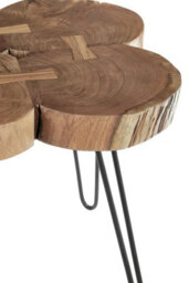 Orsina Distinctive Side Table With  Acacia Wood Rings On Top, Geometric Bow-Shaped Bedside Table, Metal Round Table - thumbnail 5
