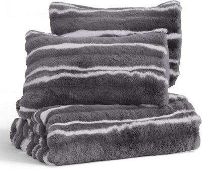 Sweet Dreams Silver Bubble Faux Rabbit Fur Duvet Cover And Pillowcase Set Single - image 1