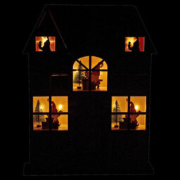 Urbn-Living Urbnliving 37Cm Height Red & White Wooden House Advent Calendar Christmas Xmas Santa Led Lights 24 Drawer Countdown - thumbnail 3