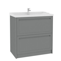 Royal Bathrooms Elmore 800mm Floor Standing 2 Drawer Bathroom Vanity Unit With Traditional Ceramic Basin Sink - Matt Pebble Grey - thumbnail 6