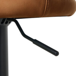 Wyld and Coco Set Of 2 Golden Brown Faux Leather Bar Stools, 360 Swivel, Adjustable Height, Black Powder-Coated Iron Base - thumbnail 9