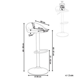 Wyld and Coco Set Of 2 Golden Brown Faux Leather Bar Stools, 360 Swivel, Adjustable Height, Black Powder-Coated Iron Base - thumbnail 4