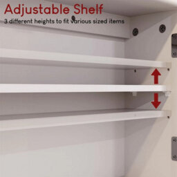 Bathroom Wall Cabinet Storage Unit 2 Door Mirrored Cupboard Mdf Shelves White - thumbnail 4