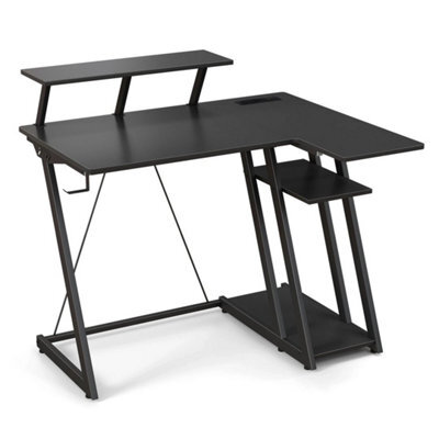 L-Shaped Gaming Desk With Outlets & Usb Ports Small Desk With Monitor Shelf - image 1