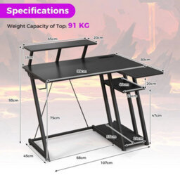 L-Shaped Gaming Desk With Outlets & Usb Ports Small Desk With Monitor Shelf - thumbnail 2