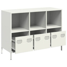 Berkfield Sideboard White 101.5X39X73.5 Cm Cold-Rolled Steel - thumbnail 4