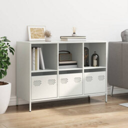 Berkfield Sideboard White 101.5X39X73.5 Cm Cold-Rolled Steel - thumbnail 3