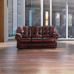 Chesterfield 3 Seater Antique Oxblood Red Leather Sofa Bespoke In Knightsbridge Style - thumbnail 3