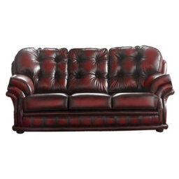 Chesterfield 3 Seater Antique Oxblood Red Leather Sofa Bespoke In Knightsbridge Style - thumbnail 1