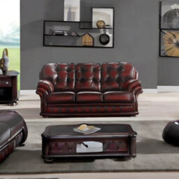 Chesterfield 3 Seater Antique Oxblood Red Leather Sofa Bespoke In Knightsbridge Style - thumbnail 2