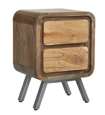 Lava Reclaimed Metal & Wood 2 Drawer Lamp Table - image 1
