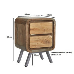 Lava Reclaimed Metal & Wood 2 Drawer Lamp Table - thumbnail 3
