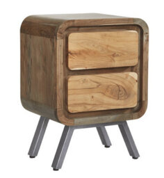 Lava Reclaimed Metal & Wood 2 Drawer Lamp Table - thumbnail 1