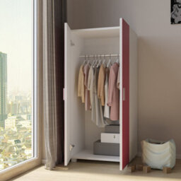 Urbn-Living Urbnliving 130Cm Height Kids Bedroom Furniture Pink Wardrobe Storage - thumbnail 2