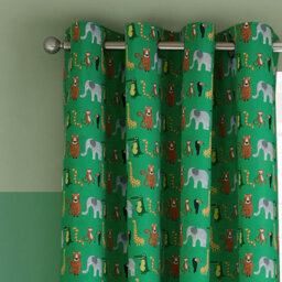 Catherine Lansfield Animal Magic Fully Reversible 66X72 Inch Eyelet Curtains Two Panels Natural - thumbnail 2