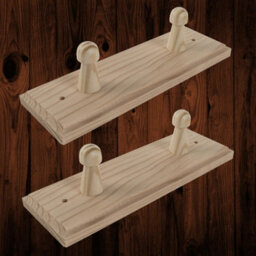 Woodeedoo Set Of 2 Wooden Coat Hooks Wall Mounted 2 Pegs Each Natural Pine Unpainted Clothes Rack Rail For Wall 18.5X6X5.5 Cm