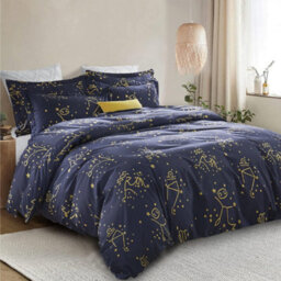 Ameha Printed Duvet Cover 3 Piece Set Star Light Design Reversible & Skin-Friendly King Size (230X220Cm) - thumbnail 4