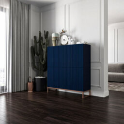 Heze Furniture Elpis Glamour Sideboard Push-To-Open Cabinet - Navy Matt / Copper Frame - thumbnail 4