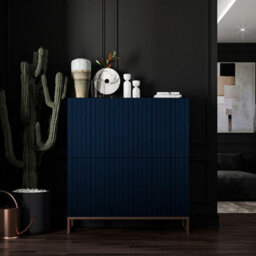 Heze Furniture Elpis Glamour Sideboard Push-To-Open Cabinet - Navy Matt / Copper Frame - thumbnail 5