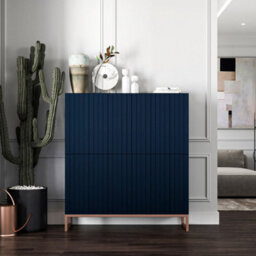 Heze Furniture Elpis Glamour Sideboard Push-To-Open Cabinet - Navy Matt / Copper Frame - thumbnail 3
