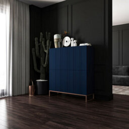 Heze Furniture Elpis Glamour Sideboard Push-To-Open Cabinet - Navy Matt / Copper Frame - thumbnail 6