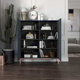 Heze Furniture Elpis Glamour Sideboard Push-To-Open Cabinet - Navy Matt / Copper Frame - thumbnail 2