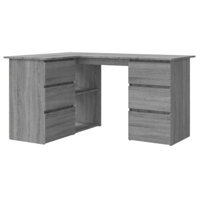 Berkfield Modern Corner Desk Grey Sonoma 145X100X76 Cm Engineered Wood