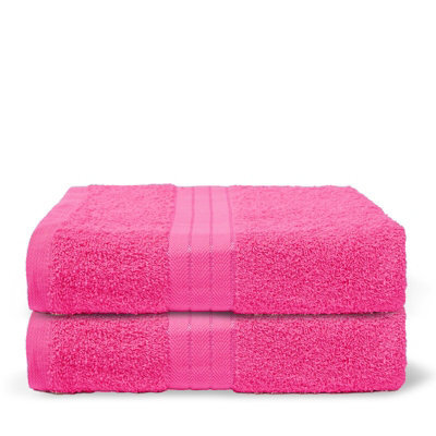 Ohs 2 Pack Of 100% Cotton Bath Towel, 70 X 115Cm - Bright Pink - image 1