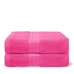 Ohs 2 Pack Of 100% Cotton Bath Towel, 70 X 115Cm - Bright Pink