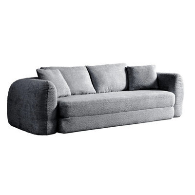 Grey Modular Chaise Sofa Set With Storage, Square Ottoman - image 1