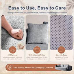 Grey Modular Chaise Sofa Set With Storage, Square Ottoman - thumbnail 6
