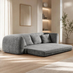 Grey Modular Chaise Sofa Set With Storage, Square Ottoman - thumbnail 3
