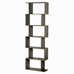 Urbn-Living Urbnliving Height 190.5Cm 6 Tier Wooden S-Shaped Bookcase Living Room Colour Oak Modern Display Shelves Storage Unit Divider - thumbnail 1