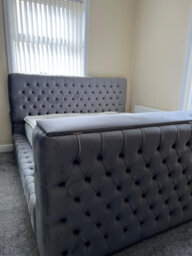 Stratus Interiors Ambassador Tv Bed With Storage Chesterfield Platform Style Plush Velvet-Doorstep Delivery Only No Assembly-King-Gas Lift Storage
