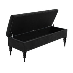 137Cm Sierra Striped Naples Upholstered Ottoman Storage Bench With Black Turned Wooden Legs - Black Shoes Storage Bench - thumbnail 2