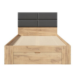 Modernluxe 4Ft6 Double Bed, With Storage, 135 X 190 Cm, With 3 Drawers, 2 Open Shelves, Padded Headboard And Led Light, Natural - thumbnail 9