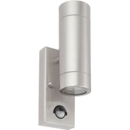 Up & Down Ip44 Outdoor Wall Light With Pir - 2 X 7W Led Gu10 - Stainless Steel - thumbnail 3